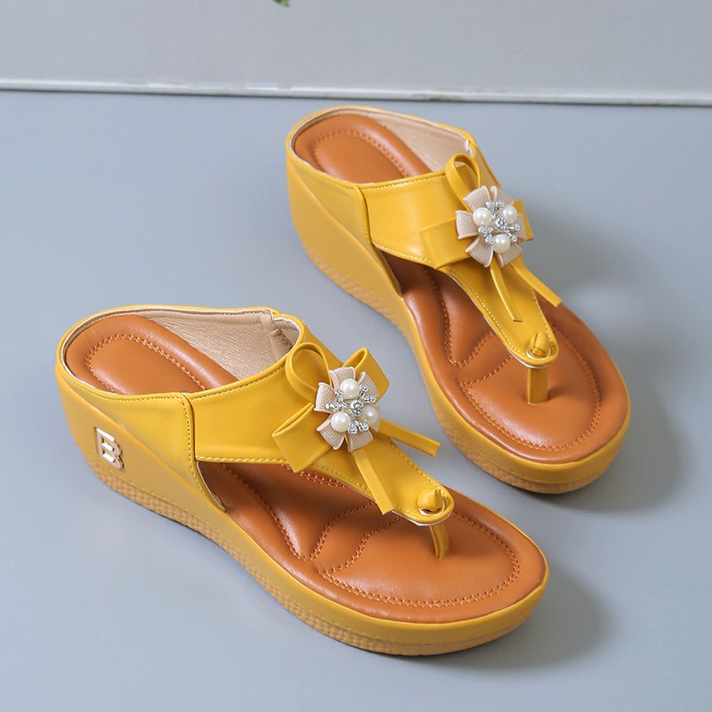 PearlBreeze - Beaded Wedge Beach Shoes