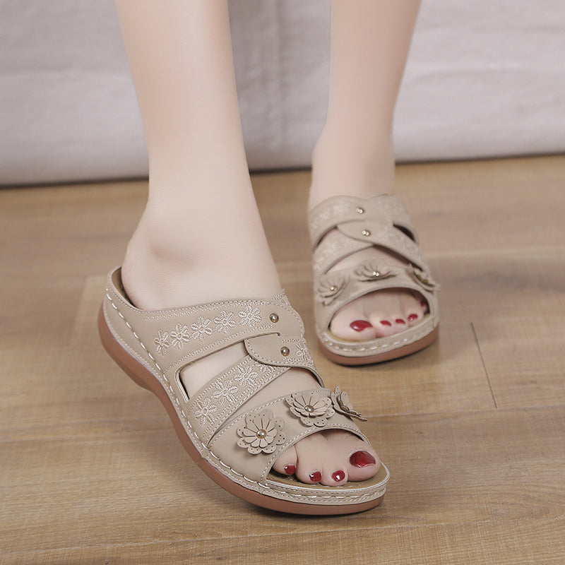 VintageCasual - Open Toe Orthopedic Slippers
