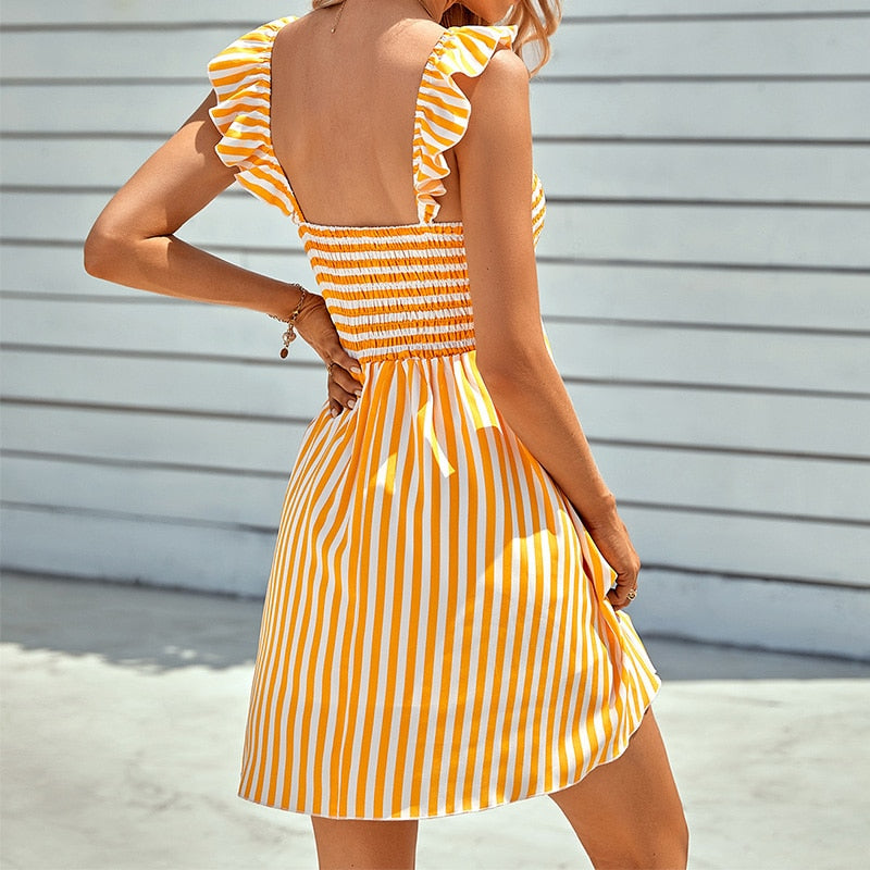 Kayla - Off Shoulder Striped Mini Dress