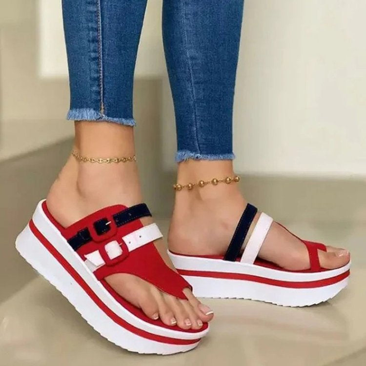 ComfortStride - Wedge Platform Clip Toe Flip Flops
