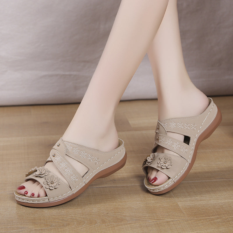 VintageCasual - Open Toe Orthopedic Slippers