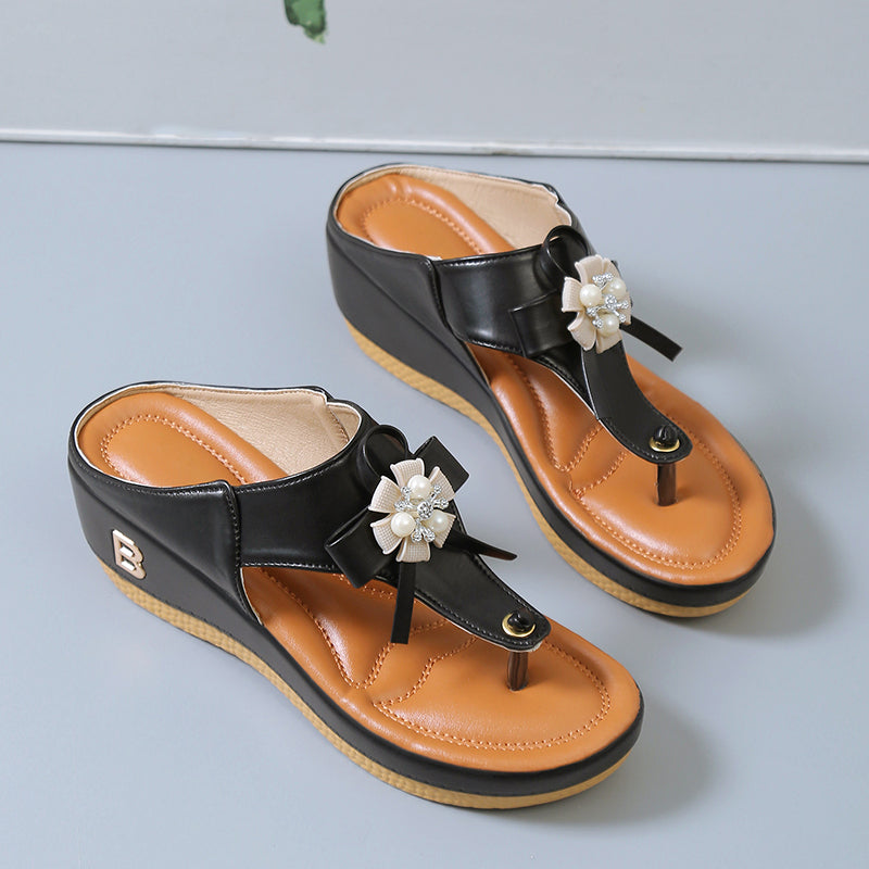 PearlBreeze - Beaded Wedge Beach Shoes