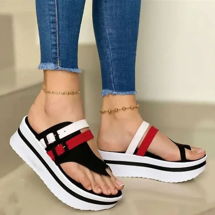 ComfortStride - Wedge Platform Clip Toe Flip Flops