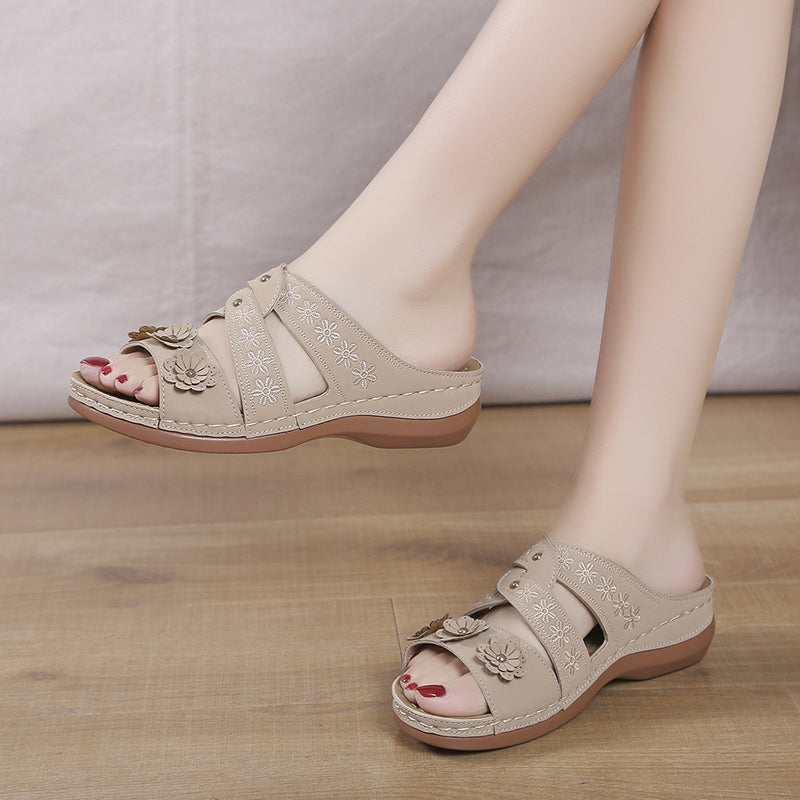 VintageCasual - Open Toe Orthopedic Slippers