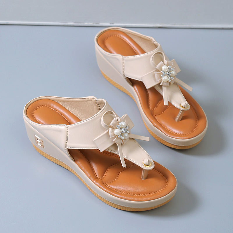 PearlBreeze - Beaded Wedge Beach Shoes