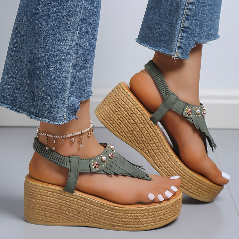CrystalTassels - Fashion Gladiator Heel Flip Flops