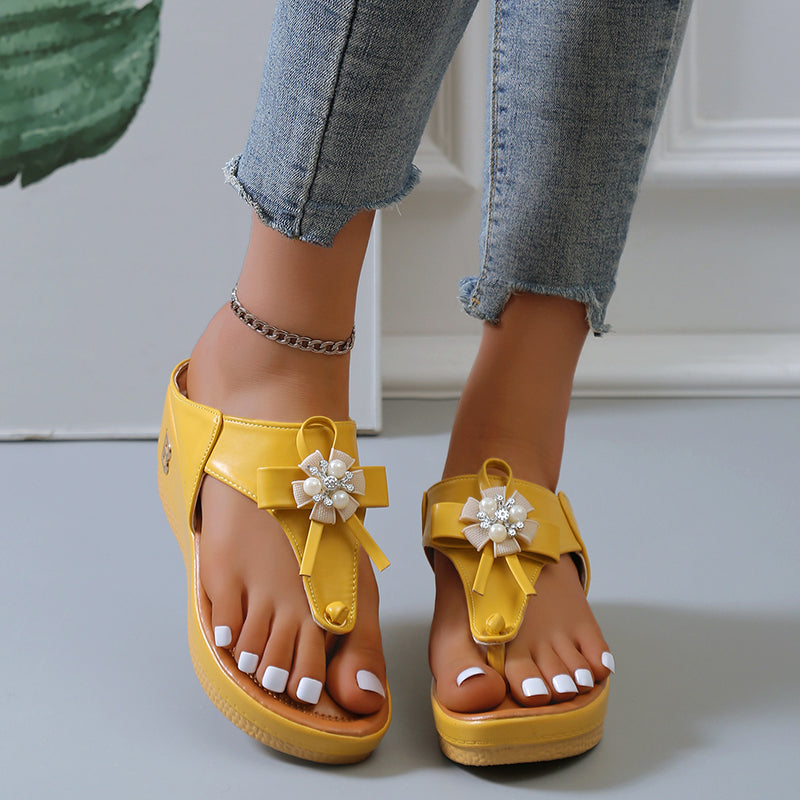 PearlBreeze - Beaded Wedge Beach Shoes
