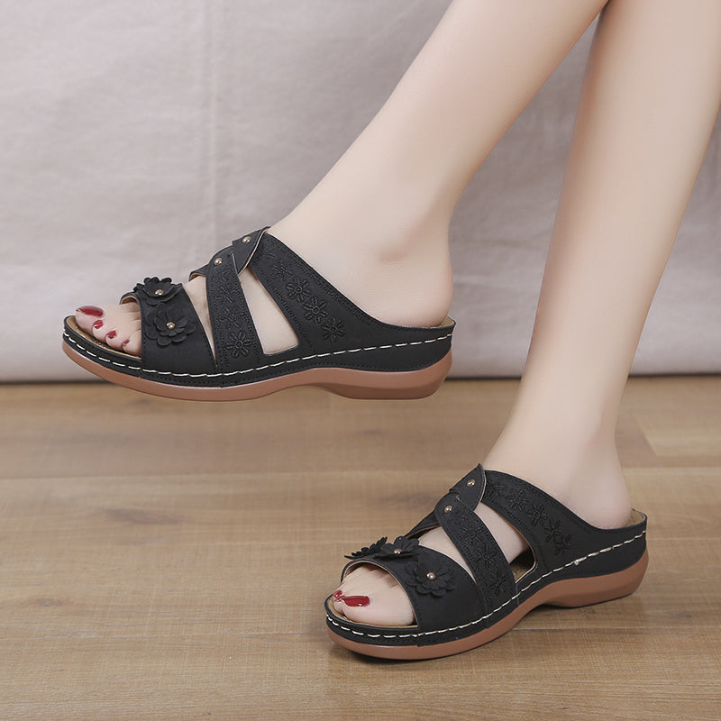 VintageCasual - Open Toe Orthopedic Slippers