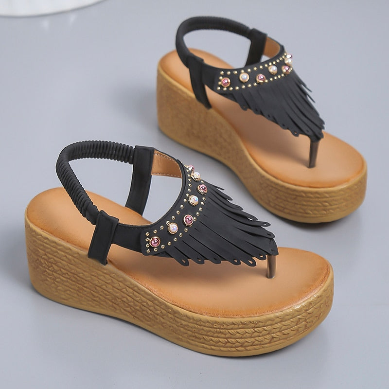 CrystalTassels - Fashion Gladiator Heel Flip Flops