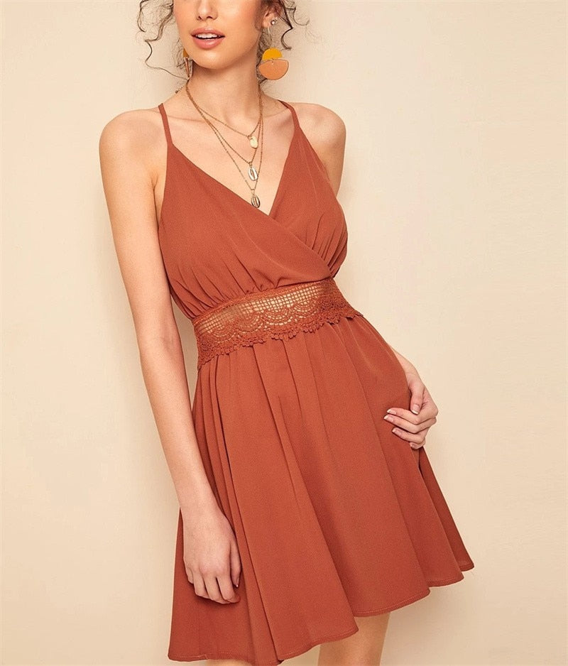 BohoGoddess - Lace Backless Layers Mini Dress
