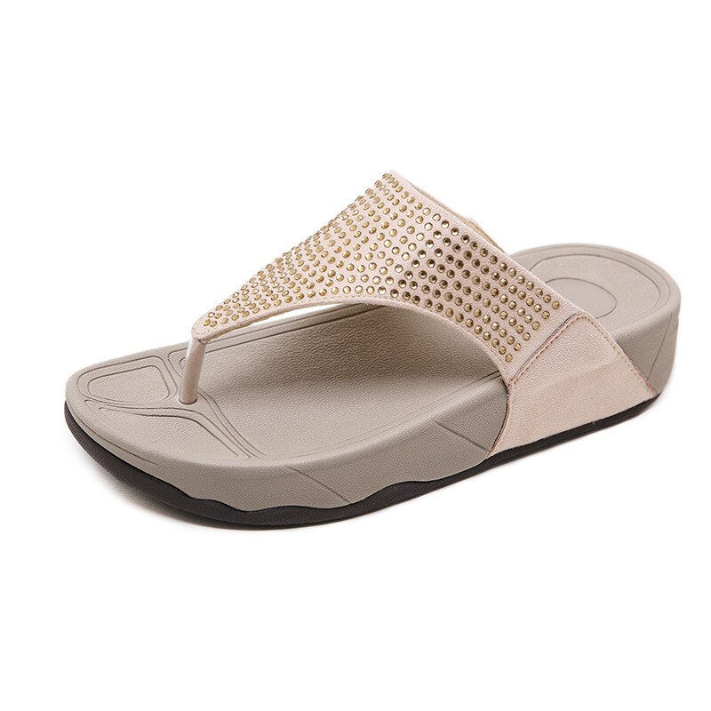 RhinestoneWedge - Platform Flip Flops
