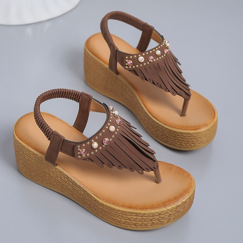 CrystalTassels - Fashion Gladiator Heel Flip Flops