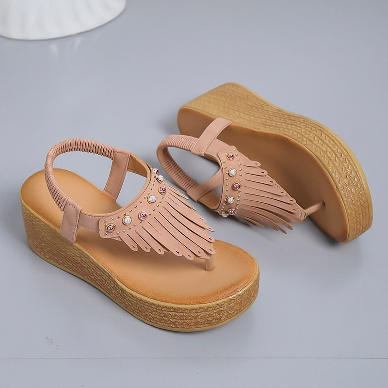 CrystalTassels - Fashion Gladiator Heel Flip Flops