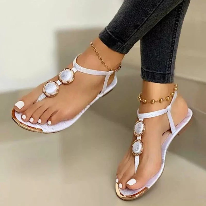 MetalGlow - Fashion Flat Flip Flop Sandals