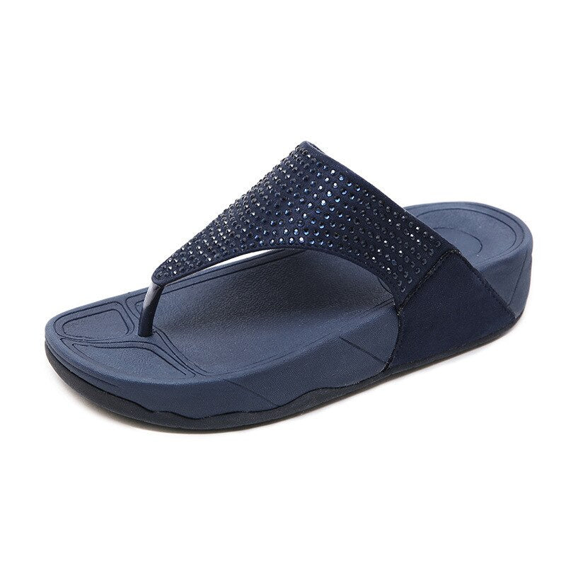 RhinestoneWedge - Platform Flip Flops