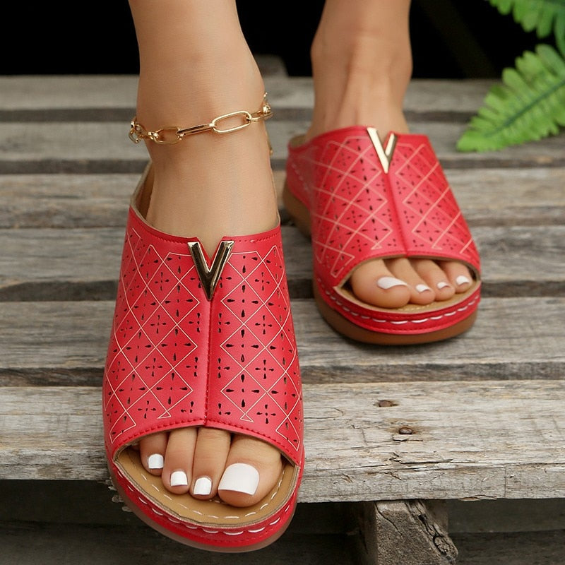 FashionMetalDeco - Orthopedic Wedge Sandals