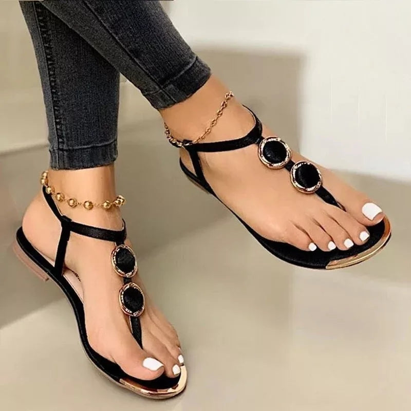 MetalGlow - Fashion Flat Flip Flop Sandals