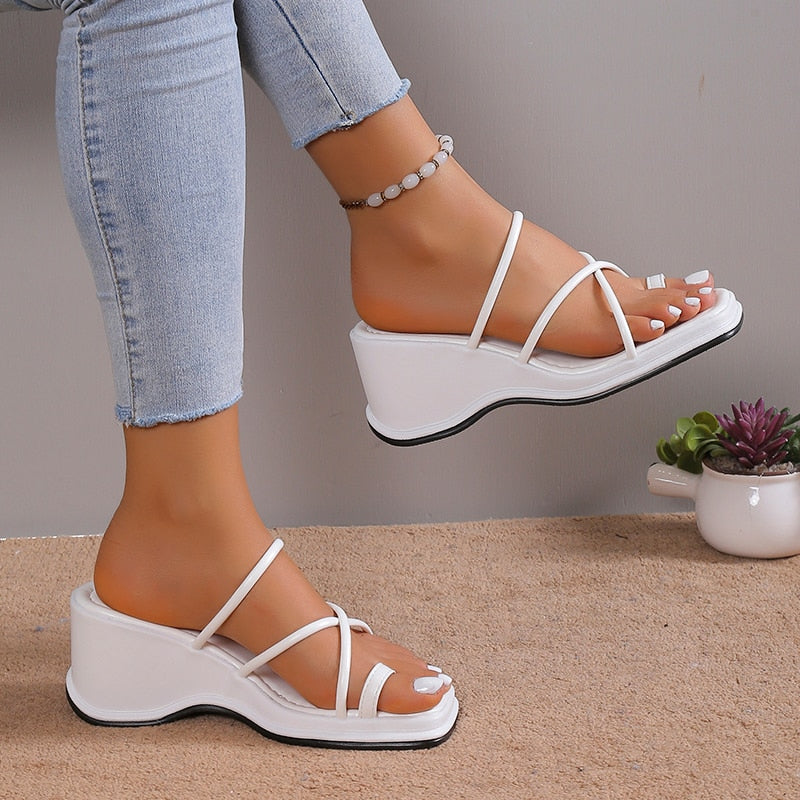 Bella White - Wedge Summer Orthopedic Sandals