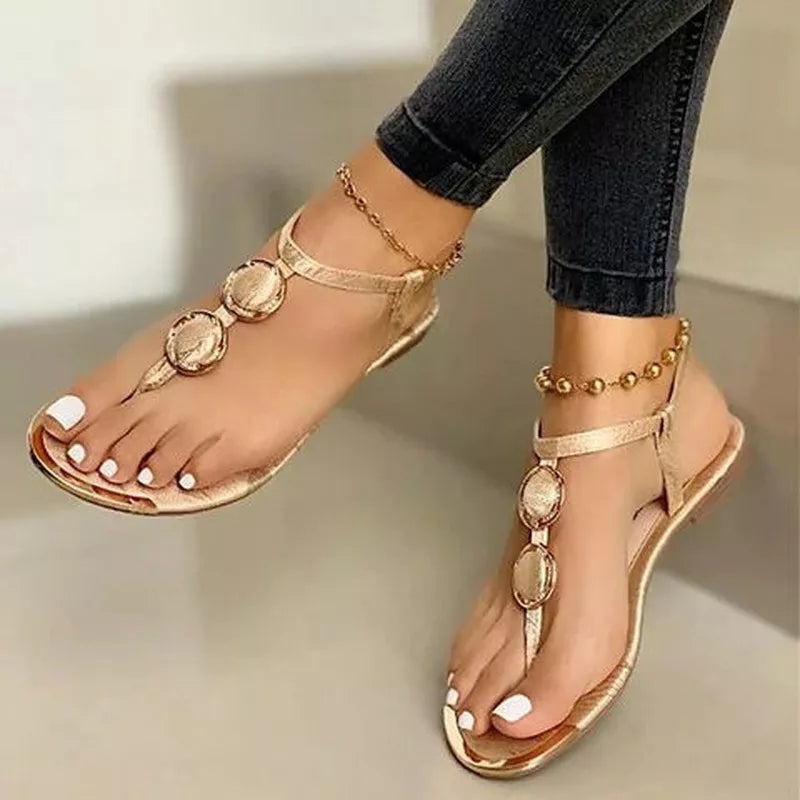 MetalGlow - Fashion Flat Flip Flop Sandals