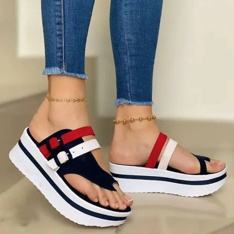 ComfortStride - Wedge Platform Clip Toe Flip Flops