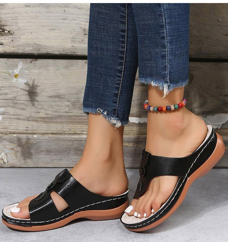 OrthoGai Toe- Closed Toe Wedge Sandals
