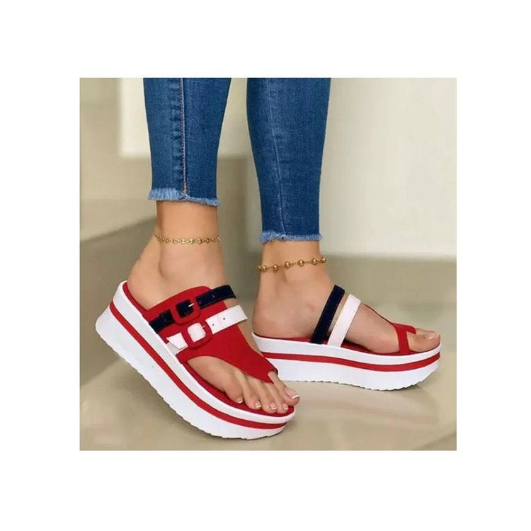 ComfortStride - Wedge Platform Clip Toe Flip Flops
