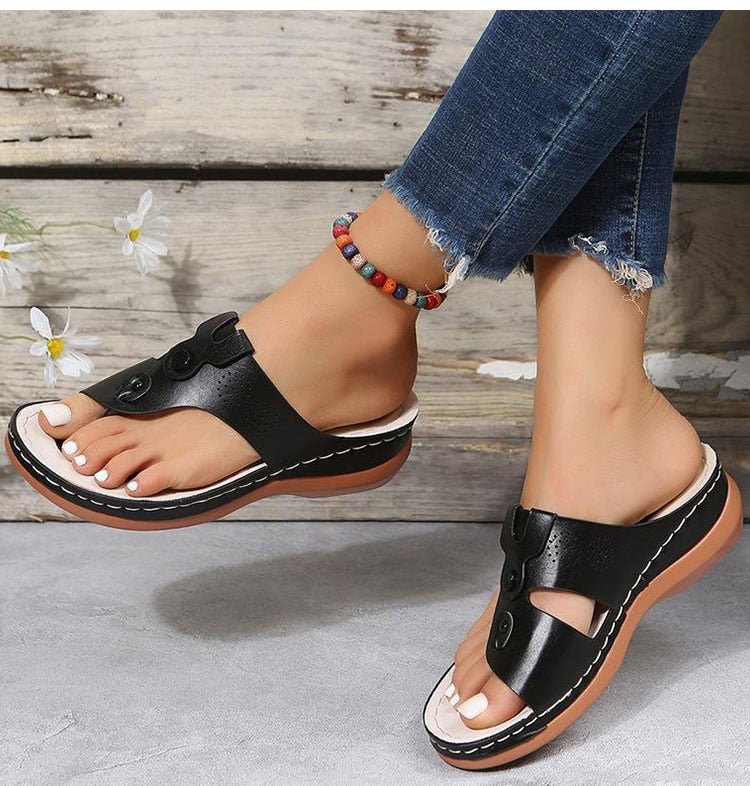 OrthoGai Toe- Closed Toe Wedge Sandals