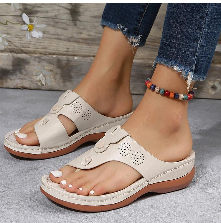 OrthoGai Toe- Closed Toe Wedge Sandals