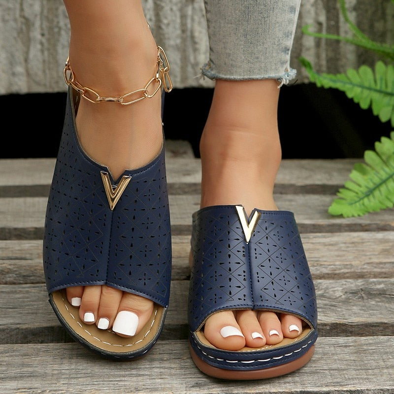 FashionMetalDeco - Orthopedic Wedge Sandals