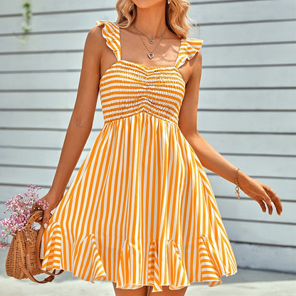 StripeStreet - Off Shoulder Striped Mini Dress