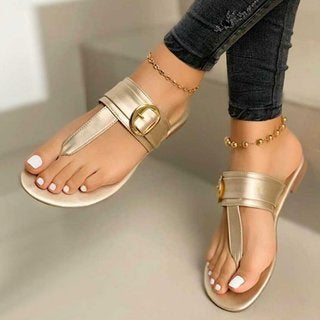 MetalGlow - Fashion Flat Flip Flop Sandals