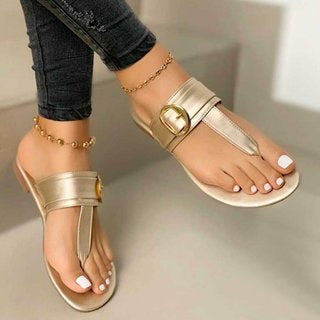 MetalGlow - Fashion Flat Flip Flop Sandals