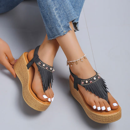 CrystalTassels - Fashion Gladiator Heel Flip Flops