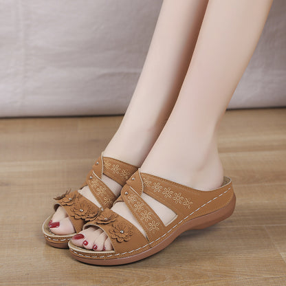 VintageCasual - Open Toe Orthopedic Slippers