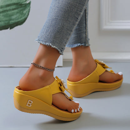 PearlBreeze - Beaded Wedge Beach Shoes