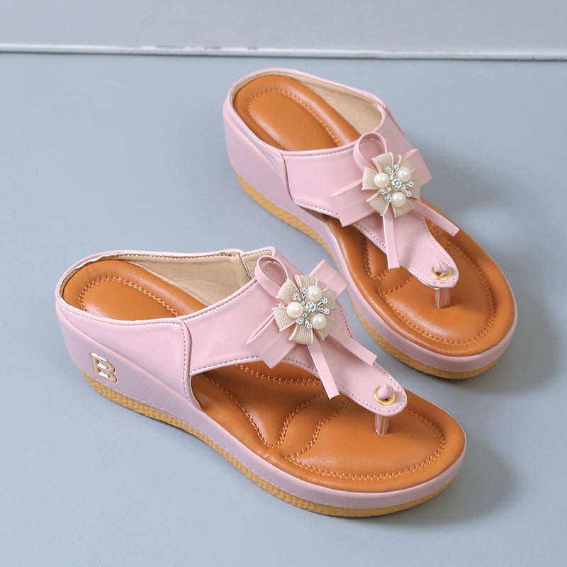 PearlBreeze - Beaded Wedge Beach Shoes