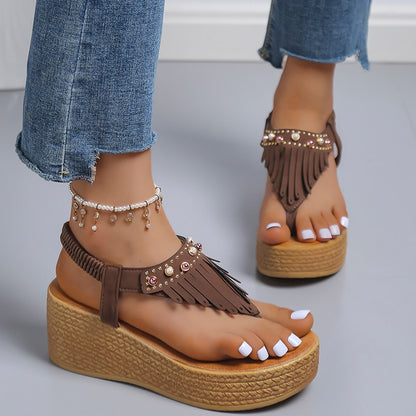 CrystalTassels - Fashion Gladiator Heel Flip Flops