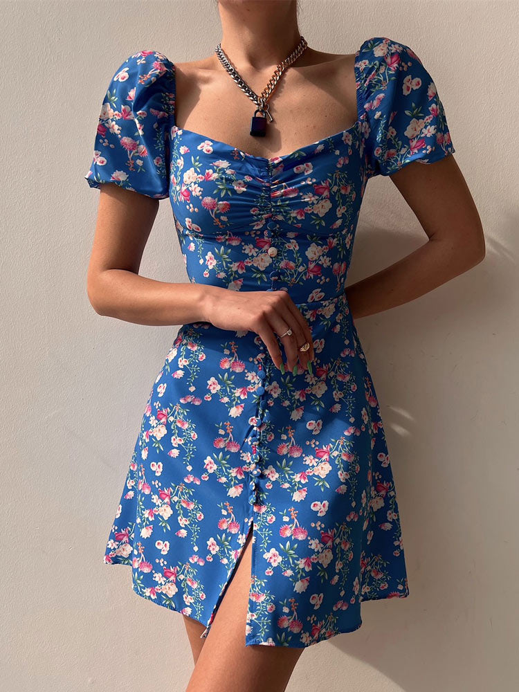 PinkyFloral - Print Dress French Style