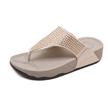 RhinestoneWedge - Platform Flip Flops