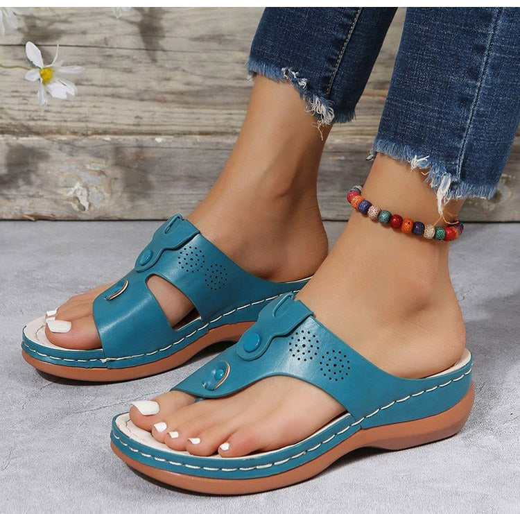 OrthoGai Toe- Closed Toe Wedge Sandals