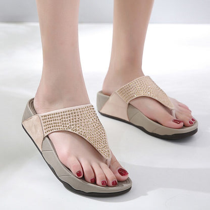 RhinestoneWedge - Platform Flip Flops