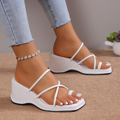 Bella White - Wedge Summer Orthopedic Sandals