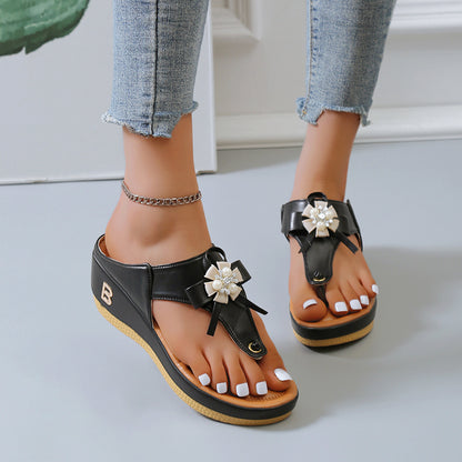 PearlBreeze - Beaded Wedge Beach Shoes