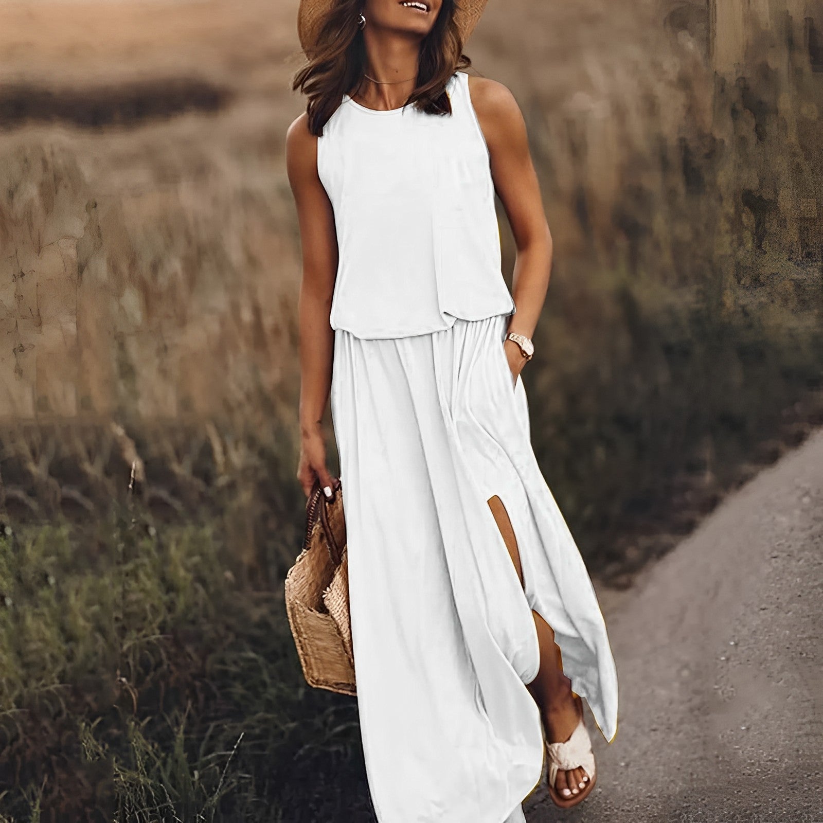 Aila – Natürliches Damenkleid Weiß