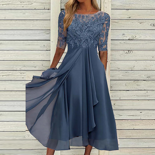 Angelika – Kleid mit Blumenmuster Dunkelblau