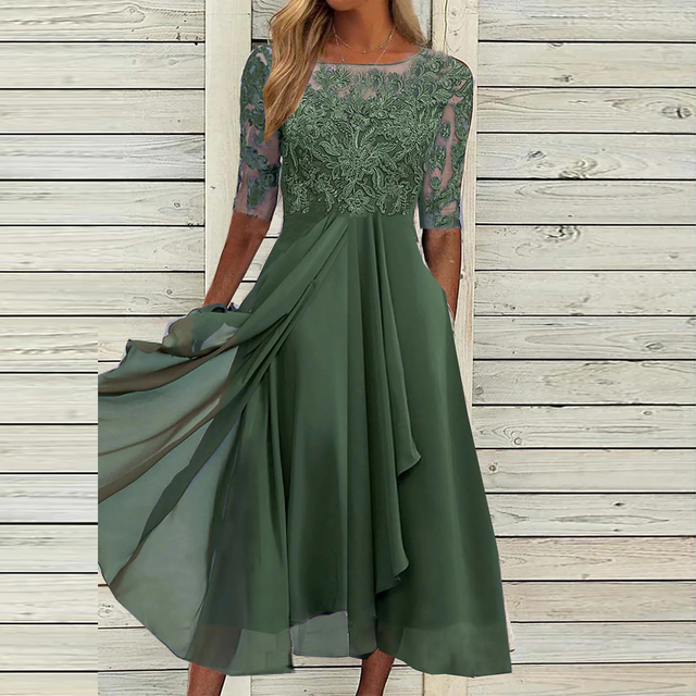 Angelika – Kleid mit Blumenmuster Grün