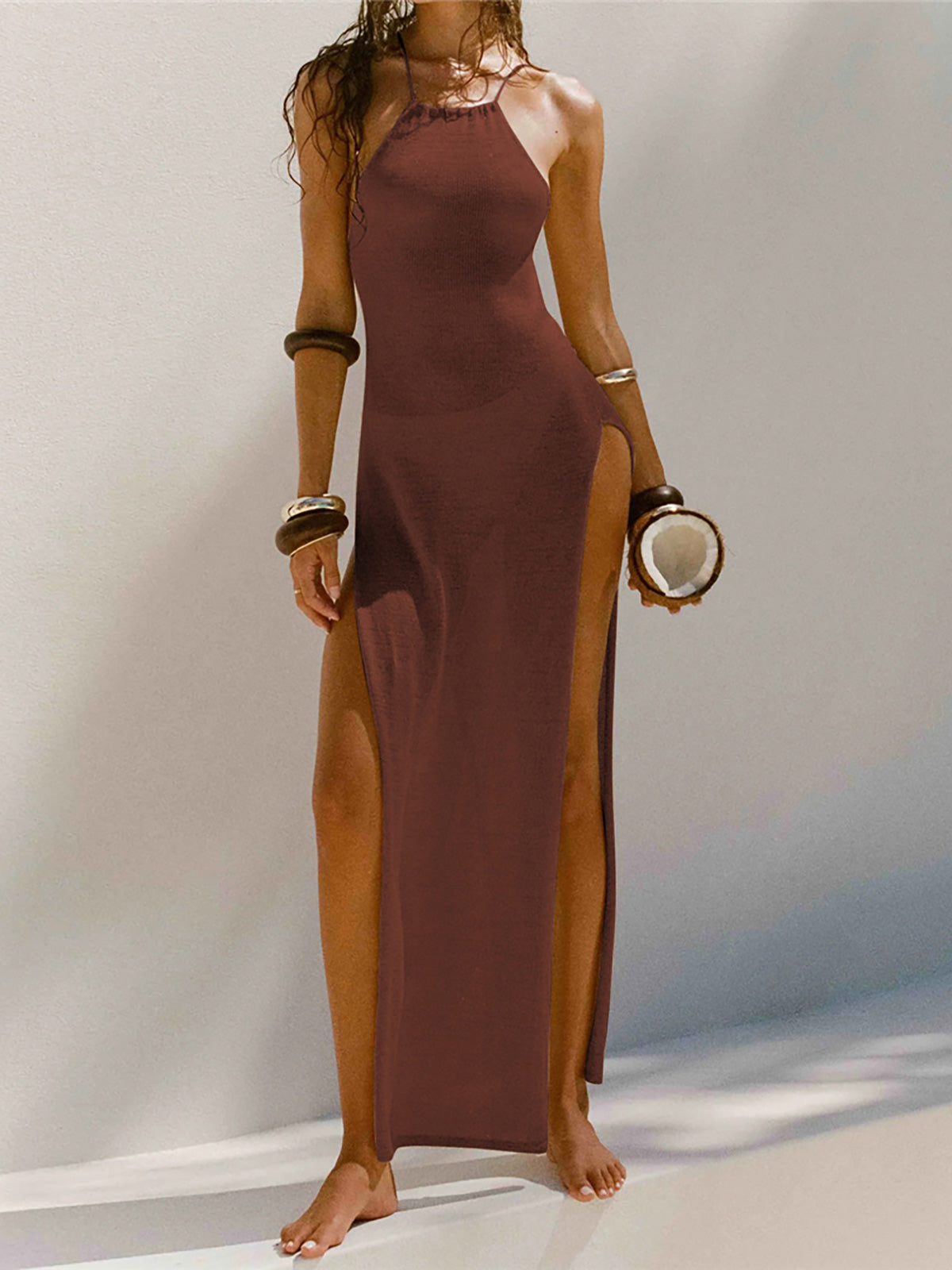 Annabelle – Maxikleid | Gehäkelt Khaki dunkel 1