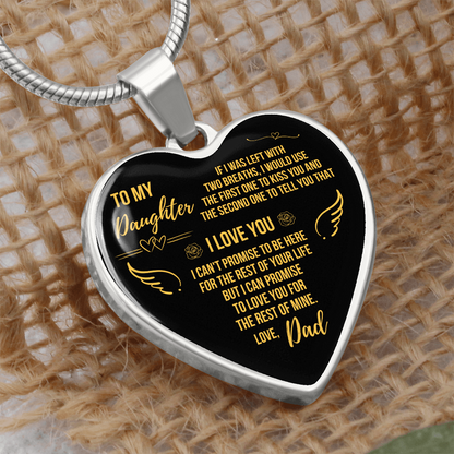 To My Daughter - Love Dad Heart Necklace