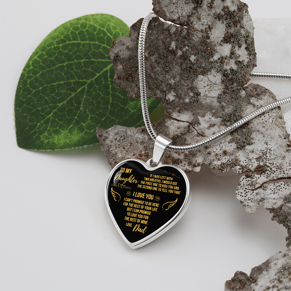 To My Daughter - Love Dad Heart Necklace
