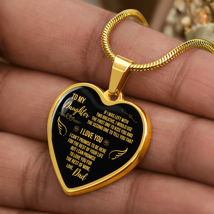 To My Daughter - Love Dad Heart Necklace